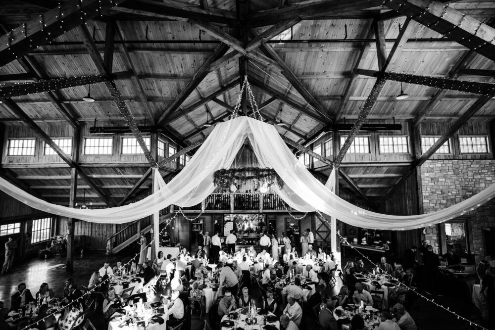 chandelier with drapery in wedding venue