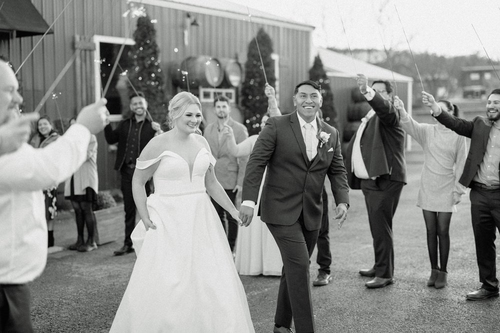 bride and groom sparkler exit