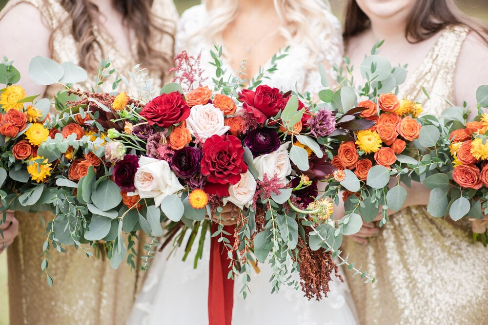 colorful fall wedding bouquets