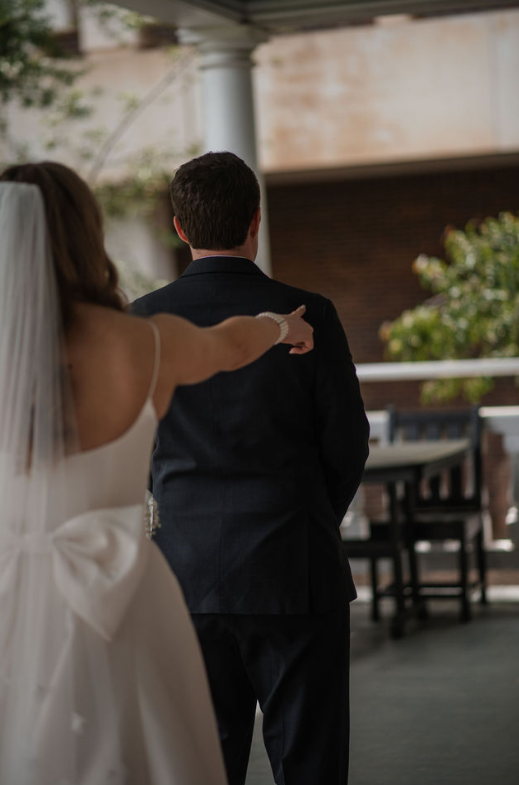 bride and groom's first look